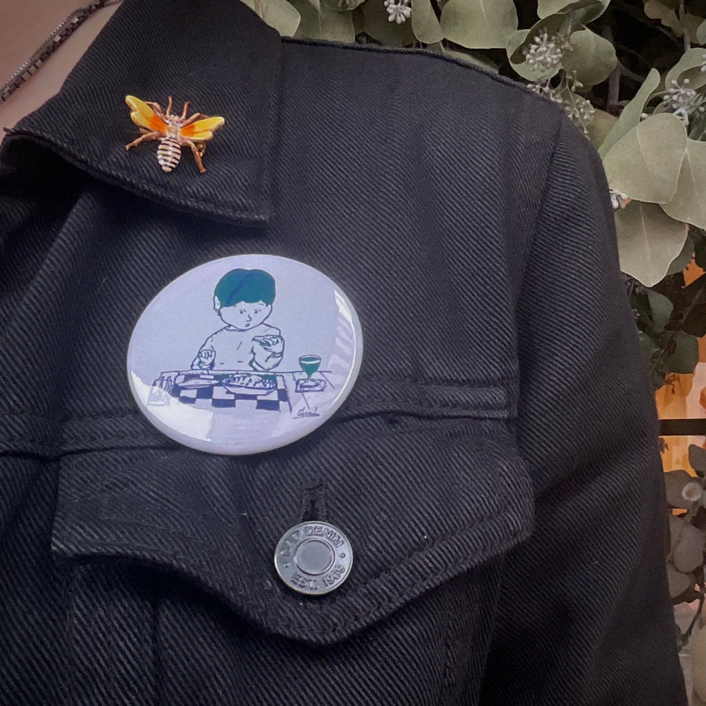 「ピザ食べる?」缶バッジ