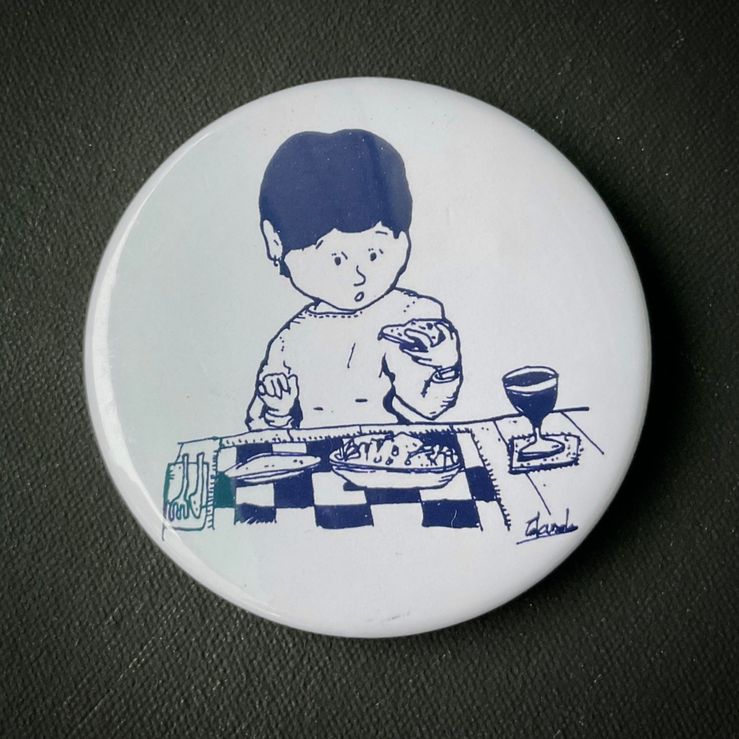 「ピザ食べる?」缶バッジ