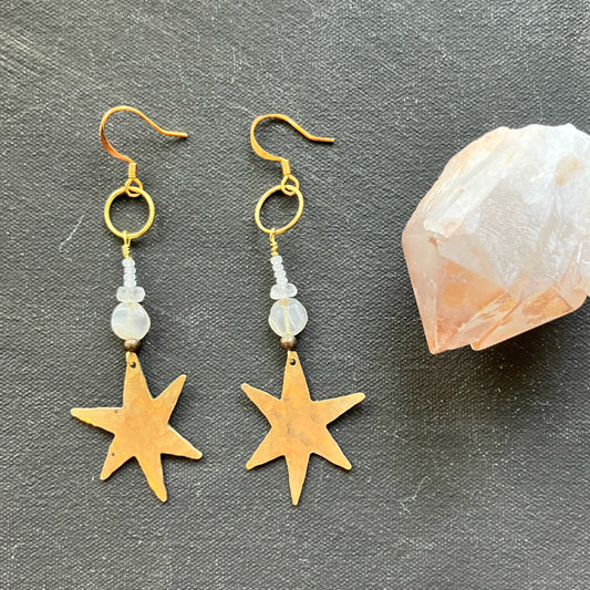 Moonstone & Star ピアス/イヤリング